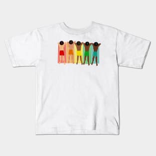 Hunky Men on Rainbow Towels (horizontal) Kids T-Shirt